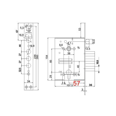 Корпус замка BORDER K 4-3 Хром 079059