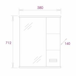 Зеркальный шкаф ONIKA Балтика Black 60 R 58*71,2 см