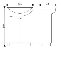 Тумба с раковиной EVA GOLD Spring 55 белый