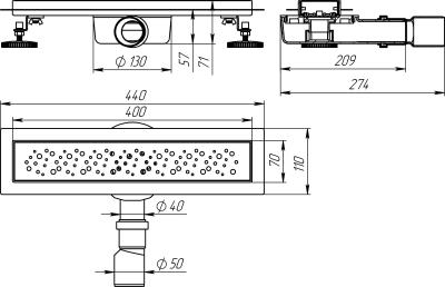 Канал дренажный в сборе AQUANT LTD1240-2-MR
