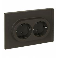 Розетка сетевая IEK Forte&Piano с заземлением двойная серый FP-R21-16-1-K03