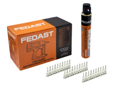 Гвозди 2,7*25 мм для металла и непрочного бетона тип CN винтовые (1000 шт + газовый баллон) FEDAST