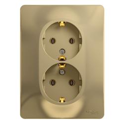 Розетка сетевая SYSTEME ELECTRIC Glossa с заземлением двойная титан GSL000424