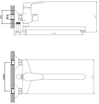 Смеситель для ванны VODA Splash SPL31 