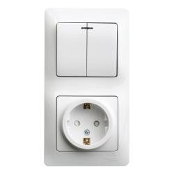 Блок розетка и выключатель SYSTEME ELECTRIC Glossa белый GSL000175