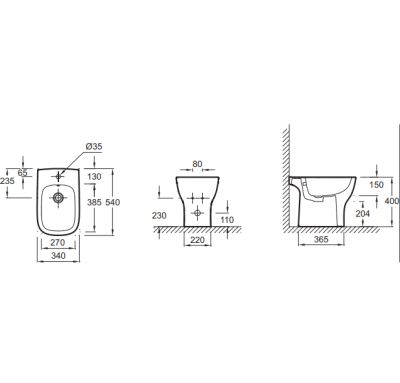 Биде напольное JACOB DELAFON Struktura EBC0002-00