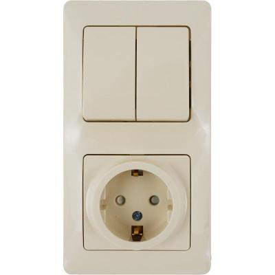 Блок розетка и выключатель SYSTEME ELECTRIC Glossa бежевый GSL000274