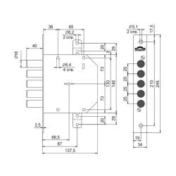 Замок врезной ЭЛЬБОР Гранит 1.06.01 Хром