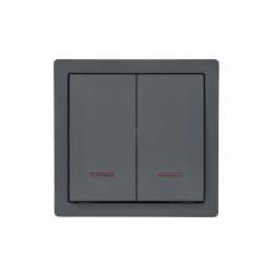 Выключатель LEZARD Leto 2 клавиши с подсветкой графит 752-3400-112 