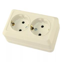 Розетка сетевая НАРОДНАЯ ПРОДУКЦИЯ Дача с заземлением двойная слоновая кость