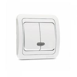 Выключатель MAKEL Mimoza 2 клавиши с подсветкой белый 12023