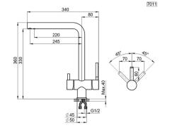 Смеситель для кухни GRANULA Сталь сатин KS-7011
