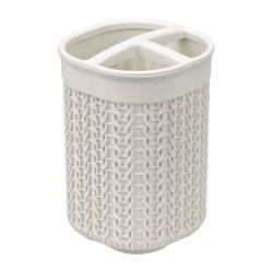 Стакан для зубных щеток IDEA Вязание белый ротанг