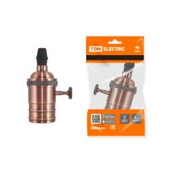 Патрон TDM Лофт Е27 металл подвесной с выключателем медный