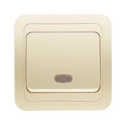 Выключатель MAKEL Mimoza 1 клавиша с подсветкой проходной кремовый 25025