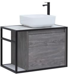 Тумба с раковиной AQUANET Nova Lite Loft 75 R мрамор, дуб рошелье