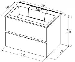 Тумба с раковиной AQUANET Алвита 70 серый антрацит 