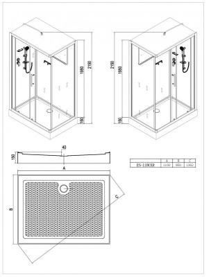 Душевая кабина ESBANO EST-118 CKR 110*85 см