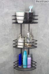 Полка для ванной PROFFERO тройная овал черный