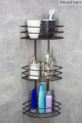Полка для ванной PROFFERO тройная овал черный