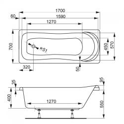 Ванна акриловая VAGNERPLAST Penelope 170*70 см
