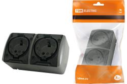 Розетка сетевая TDM Селигер с заземлением двойная серый SQ1818-0109