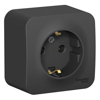Розетка SYSTEME ELECTRIC Blanca с заземлением антрацит BLNRA010116