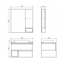 Тумба с раковиной COMFORTY Прага 75 T-Y9378