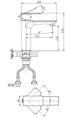 Смеситель для умывальника RUSH Bianki BR4335-12 Смеситель для умывальника RUSH Bianki BR4335-12