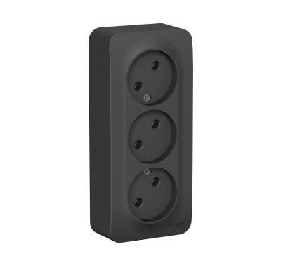 Розетка SYSTEME ELECTRIC Blanca тройная антрацит BLNRA000316