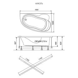 Ванна акриловая TRITON Николь Х L 160*100 см