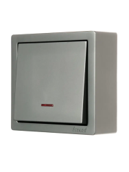 Выключатель LEZARD Leto 1 клавиша с подсветкой платина 752-3500-111