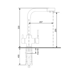 Смеситель для кухни ULGRAN Черный U-016-308 