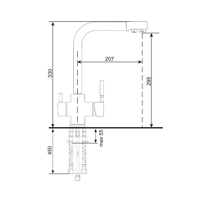 Смеситель для кухни ULGRAN Черный U-016-308 