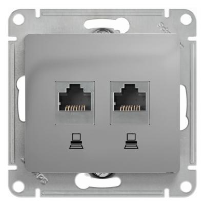 Механизм розетки компьютерной SYSTEME ELECTRIC Glossa двойной RJ45 алюминий GSL000385KK