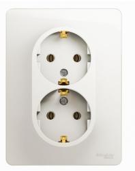 Розетка сетевая SYSTEME ELECTRIC Glossa с заземлением двойная белый GSL000124