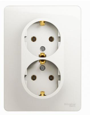 Розетка сетевая SYSTEME ELECTRIC Glossa с заземлением двойная белый GSL000124