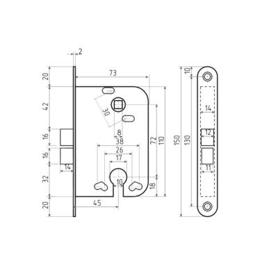Корпус замка НОРА-М КЗВ-118 Хром
