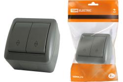 Выключатель TDM Селигер 2 клавиши серый SQ1818-0102