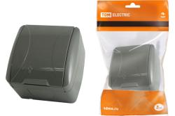 Розетка сетевая TDM Селигер с заземлением с крышкой серый SQ1818-0113