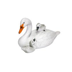 Фигурка для водоема Лебедь с двумя птенцами