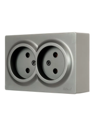 Розетка сетевая LEZARD Leto двойная платина 752-3500-128B