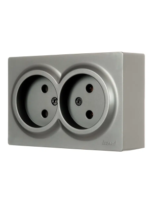 Розетка сетевая LEZARD Leto двойная платина 752-3500-128B