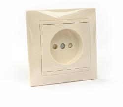 Розетка сетевая TDM Таймыр с заземлением с защитными шторками слоновая кость