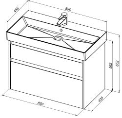Тумба с раковиной AQUANET Nova Lite 85 2 ящика белый глянец