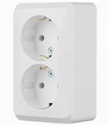 Розетка сетевая НАРОДНАЯ ПРОДУКЦИЯ Дача с заземлением двойная белый