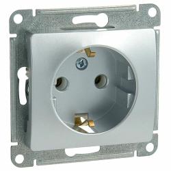Механизм розетки сетевой SYSTEME ELECTRIC Glossa с заземлением алюминий GSL000343