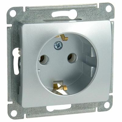 Механизм розетки сетевой SYSTEME ELECTRIC Glossa с заземлением алюминий GSL000343