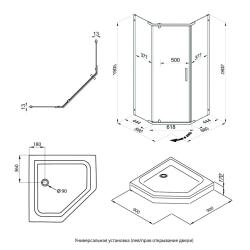 Душевое ограждение TRITON Дека-Блэк 90*90 см
