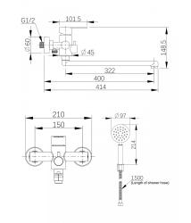Смеситель для ванны AGGER GP53-505NI